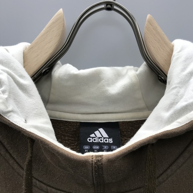 90年代 Adidas アディダス パフォーマンスロゴ ヘビーウエイトコットン ココア ブラウン スウェットパーカー Wisconsin 古着屋 Eaglebase イーグルベイス Vintage Militaryを中心に古き良き時代のusedを通信販売