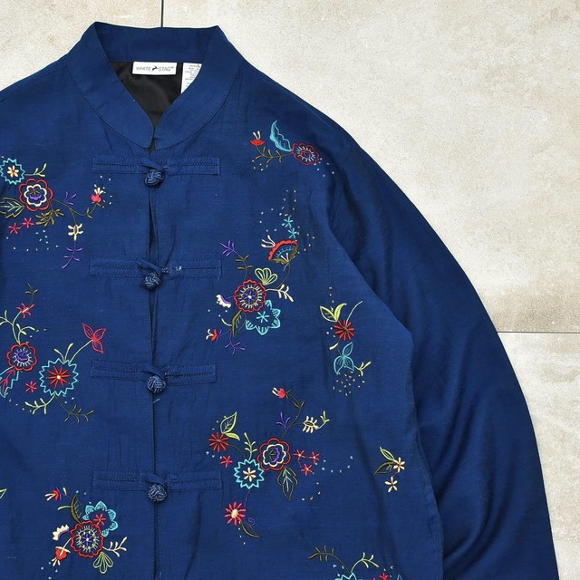 Unisex 90s White Stag embroidery china jacket