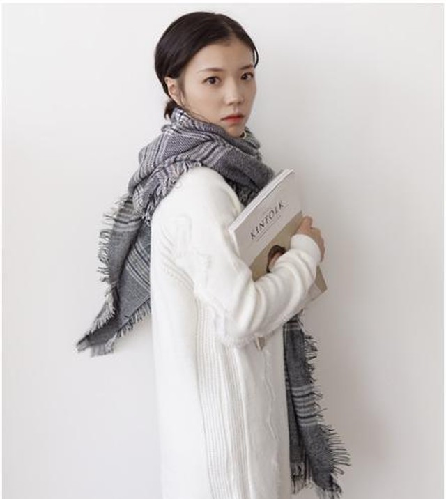 即納 マフラー レディース グレンチェック グレー 秋 冬 大判 ストール ブランケット チェック 暖かい Sunflower