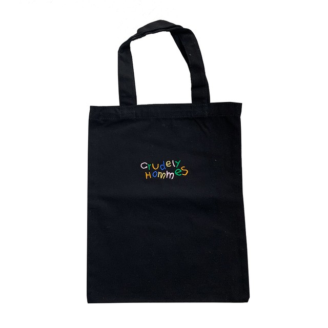 【Crudely Hommes】Rainbow Embroidery Logo Canvas Mini Tote Bag