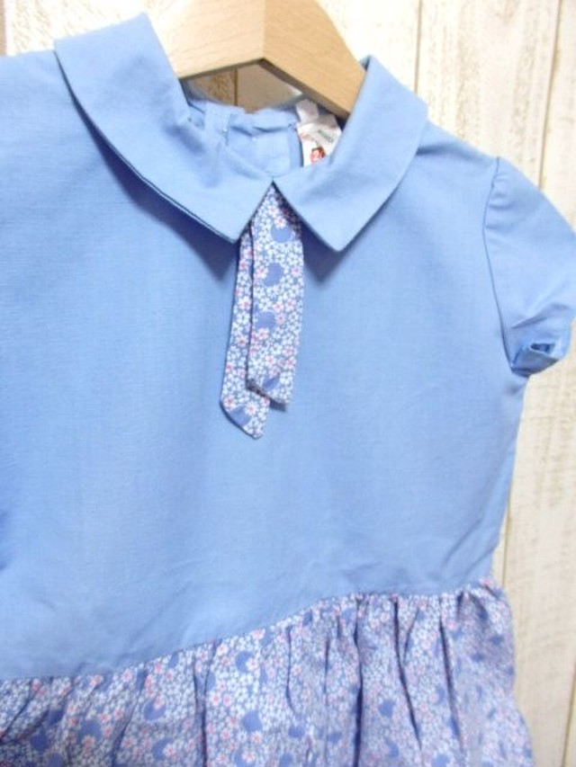ヨーロッパ古着 フランス買い付け ヴィンテージキッズ フラワー柄切り替えタイ付きvintageワンピース Kids Baby004 Vintage Shop Chieruaruko Kids