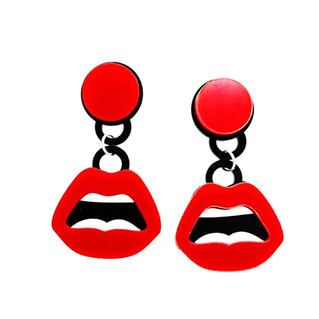 Hanehanedou ユニークシリーズ リップモチーフピアス 唇 真っ赤 おしゃれ かわいい パーティー カジュアル 羽羽堂