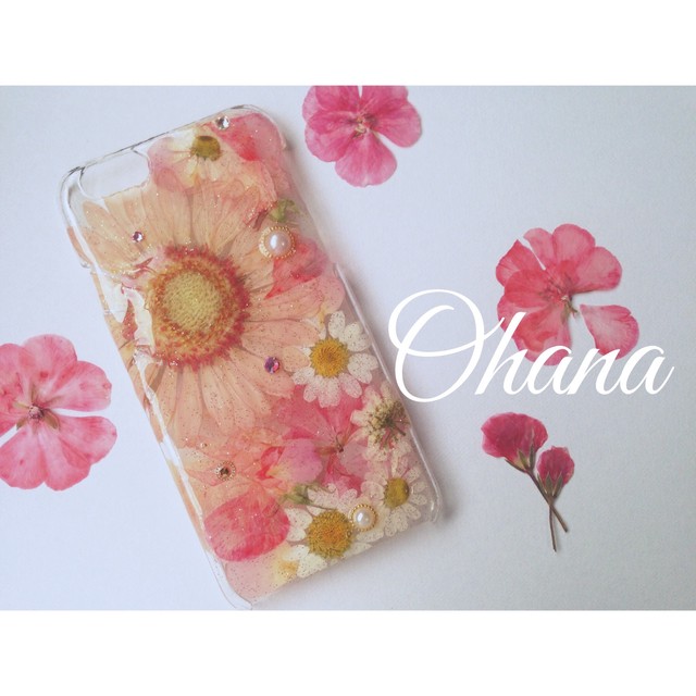 Iphone6 ピンクのガーベラ押し花iphoneケース Ohana Shop