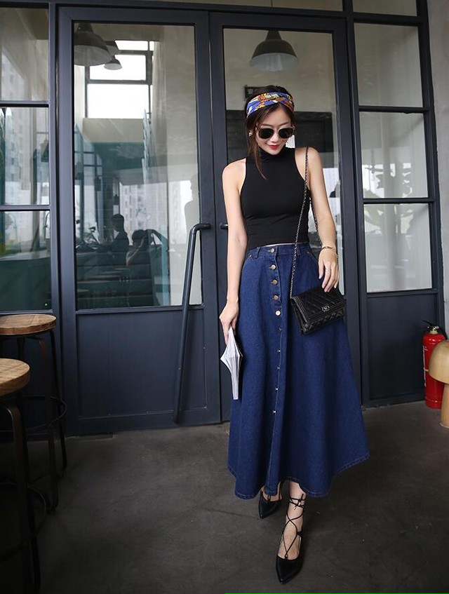 人気デニムv Ali B024 レディースマキシスカートデニムシック Dream Heart