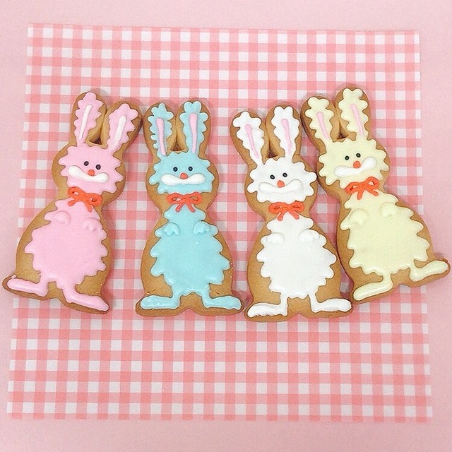もふっとウサギ 水色 アイシングクッキー Punipunitail アイシングクッキーショップ