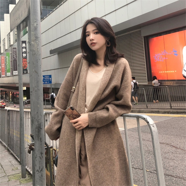 ロング カーディガン ノーカラーコート ガウンコート ニット ドロップショルダー ゆったり シンプル 大人 秋 冬 Evergreen ロング カーディガン ノーカラーコート ガウンコート ニット ドロップショルダー ゆったり シンプル 大人 秋 冬 Evergreen