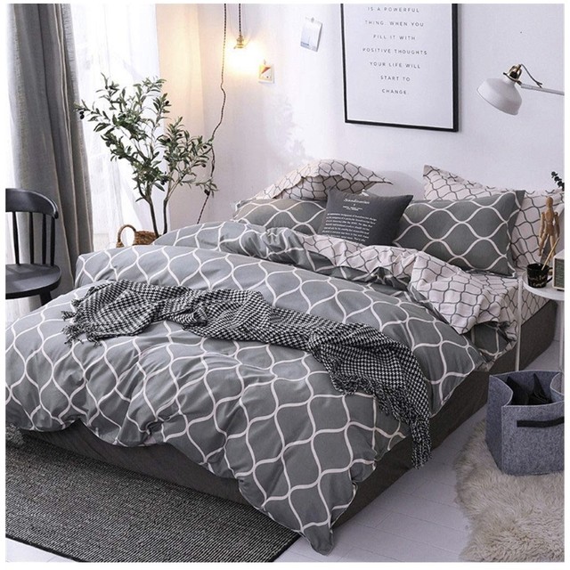 北欧 グレー 防ダニ 抗菌加工 布団カバー 3点セット シングル M Closet 全品送料無料