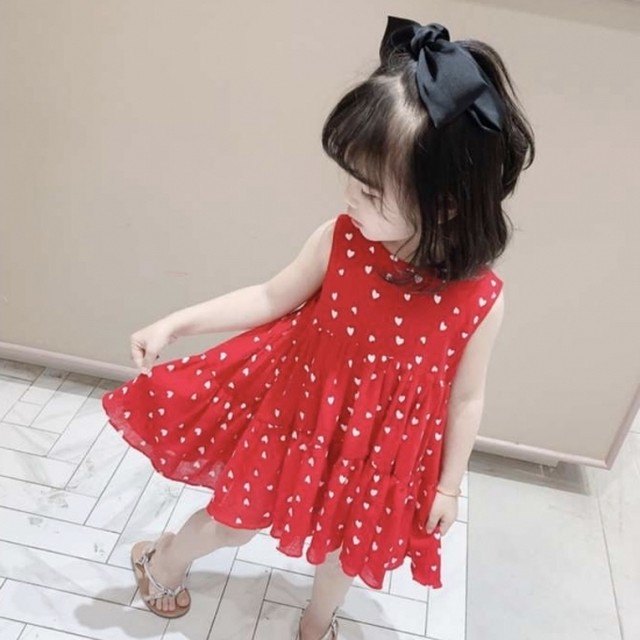 子供服 女の子 キッズ ワンピース スカート 韓国 夏 ノースリーブ ハート 子供服 女の子 キッズ ワンピース スカート 韓国 夏 ノースリーブ ハート ふんわり 可愛い シフォン ガーリー Leaflower 001 リーフラワー レディースファッション専門店