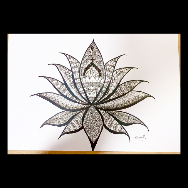 額絵 ボールペン画 蓮 N S One Art