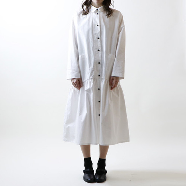 Magali ハイカウントコットン コート ワンピース ホワイト Piece Online Shop