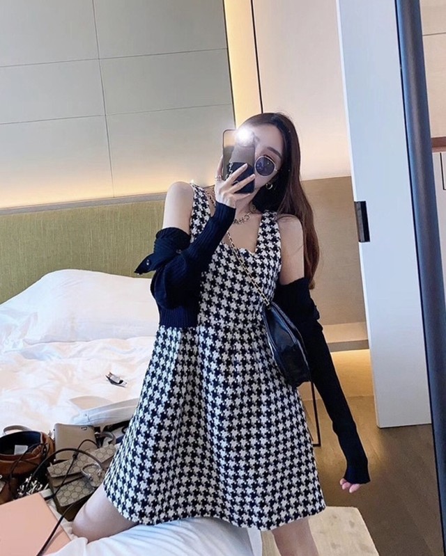 2点セット千鳥格子ワンピース Mirinaju