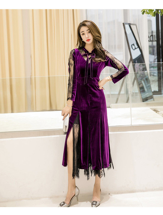 大人気冬 スリットロングドレス 可愛い 女子力 ドレス デート オシャレ ロング レディース キャバ パーティー 結婚式 Shop Suba