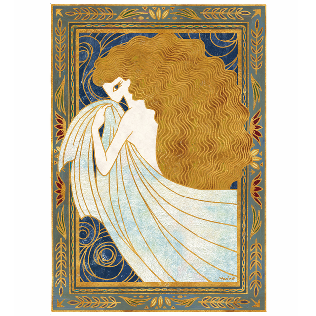 風の美人画 額装イラスト Marinoshop