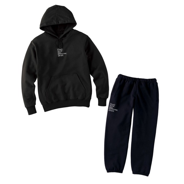 【Cat & Parfum】Don't wear like everyone does. Embroidery Logo Cotton Hoodie Set Up