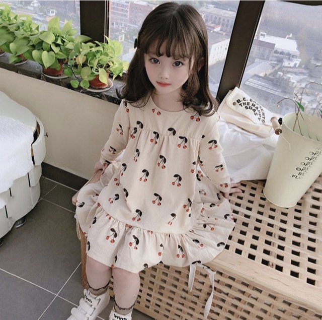 お取り寄せ Kids ラウンドネック チェリードレス チェリーワンピース Liebling