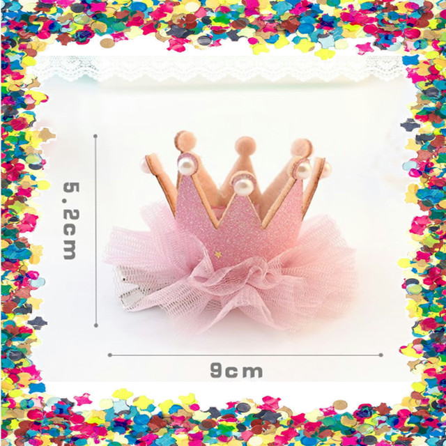 光沢 ソフト 王冠 髪飾り クリップ 誕生日 写真 撮影 クラウン ゴールド ピンク Gracejijii