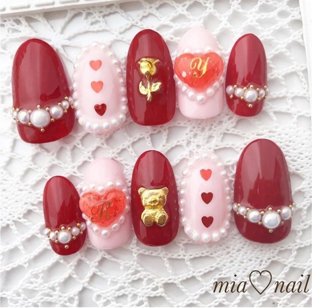 ゆめかわいい 3dハートのお姫様ネイル Mianail ネイルチップ