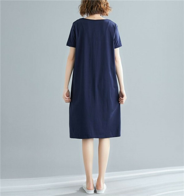 送料無料 Tシャツワンピース 春 夏 Tシャツ ワンピース Vネック レディース カットソー 半袖 ミモレワンピース 膝丈 ひざ丈 チュニックワンピース ルームウェア Primarc