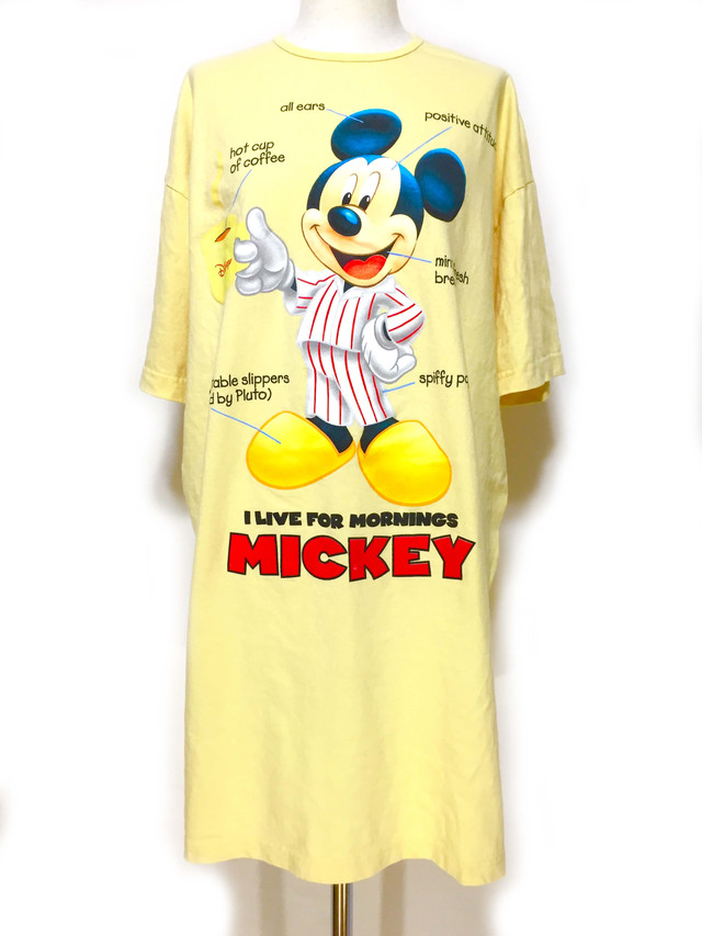 Disney Mickey ディズニー ミッキーマウス キャラクター Tシャツワンピース レディースフリーサイズ C0526 古着屋icecream