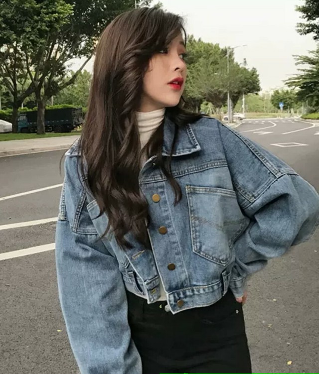 デニム ジャケット Gジャン ショート丈 ボリューム袖 ゆったり 秋冬 ルーズ 華奢見え Like Fashion