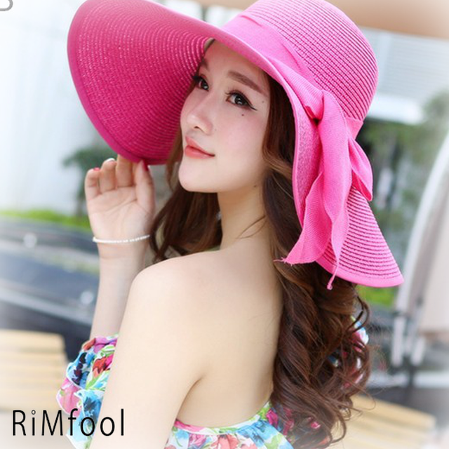 つば広 つば広ハット つば広帽 女優帽 麦わら帽子 日よけ 日よけ帽子 Uv対策 Uvハット レディース 紫外線対策 防止 ストローハ Rimfool