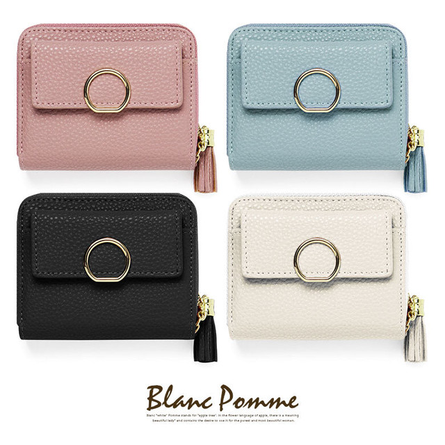 Blamc Pomme ブランポム 二つ折り 財布 Bp 1033 小銭入れ ミニ財布 タッセル付 ミニウォレット ラウンドファスナー コンパクト サイフ おしゃれ 可愛い ギフト プレゼント レディース Herbette エルベート