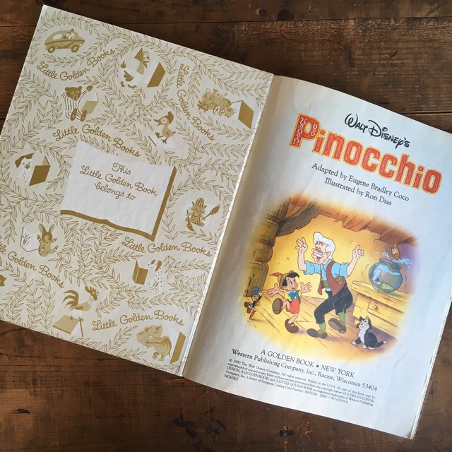 ヴィンテージ 洋書 絵本 Pinocchio ピノキオ リトルゴールデンブック Little Golden Book 英語 E Vintage ヴィンテージ 洋書 雑貨のお店