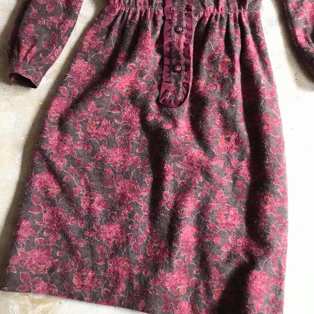 スタンドカラーワンピース 花柄 総柄 Used Light Cave Attic Of Alice