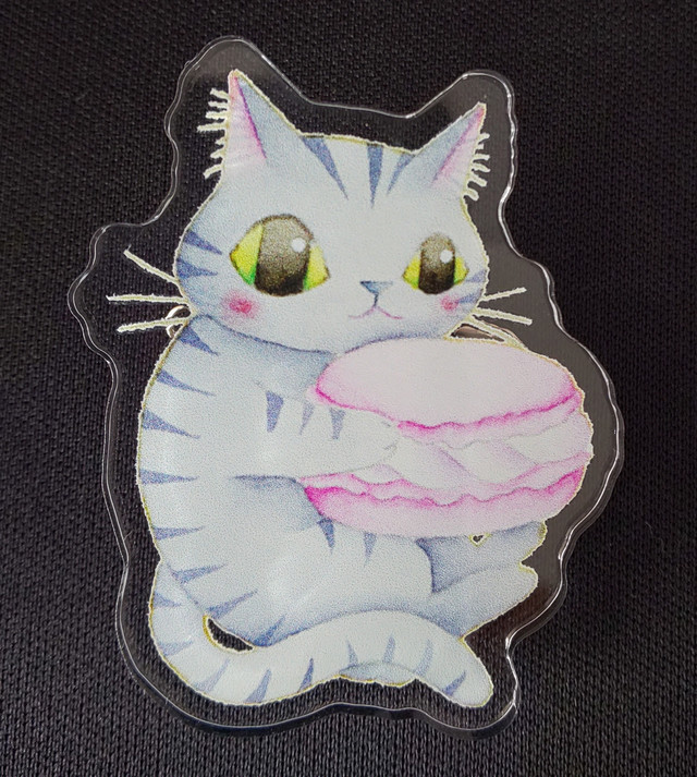 アクリルバッジクリップ お菓子な猫 マカロン 猫睛石nekomeishi