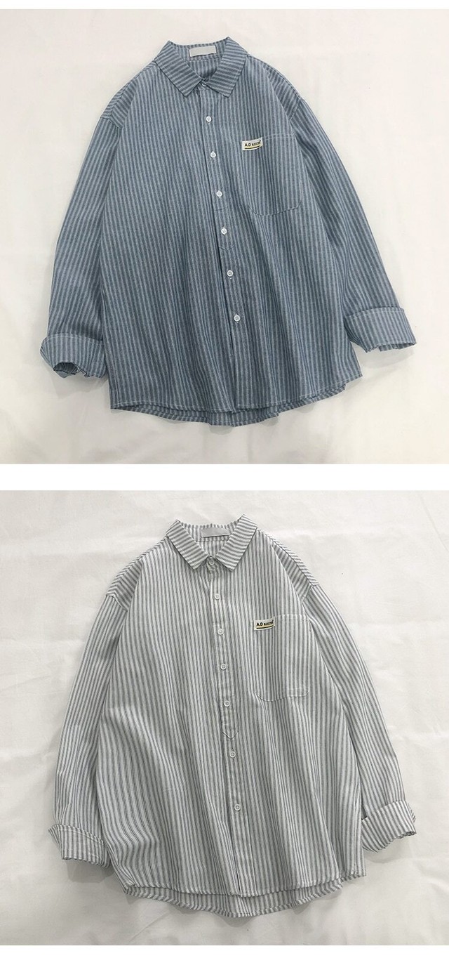 Lappster男性ストリートストライプシャツメンズヒップホップ長袖白シャツ男性のシャツ ロング ホワイト Lappster公式ストア Efect Powered By Base