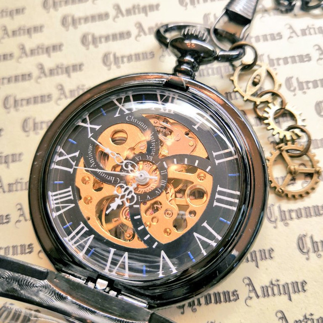 No 142 手巻き式懐中時計 クローム ホロスコープ ビッグフェイス ３歯車 Chronus Antique クロノス アンティーク