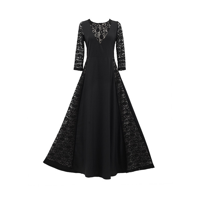 レース ドレス マキシ丈 ロング丈 7分袖 清楚 パーティードレス 清楚 パーティー 結婚式 二次会 Mh1023 Valentina210