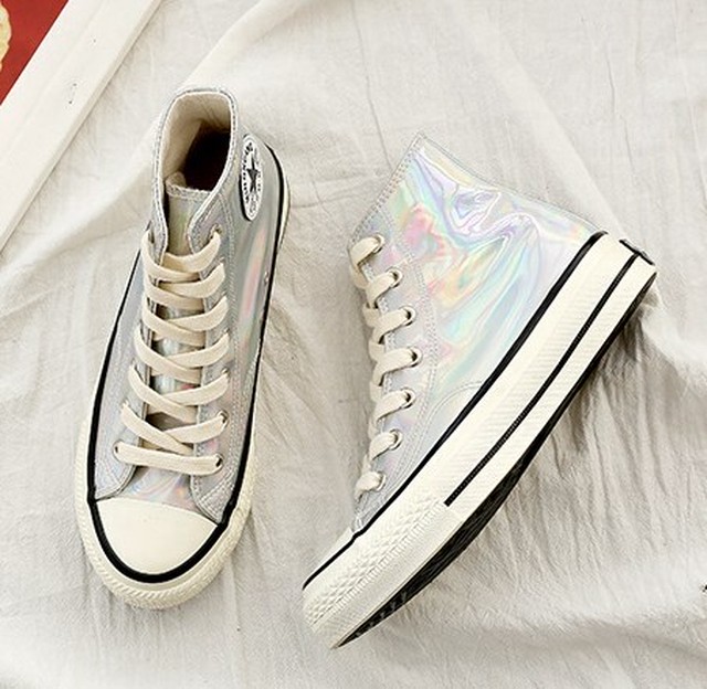 スニーカー ハイカット レディース シューズ カジュアル ゴールド シルバー レインボー California Express