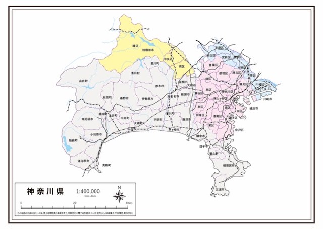 P6神奈川県 新幹線 Jr 私鉄 K Kanagawa P6 楽地図 日本全国の白地図ショップ