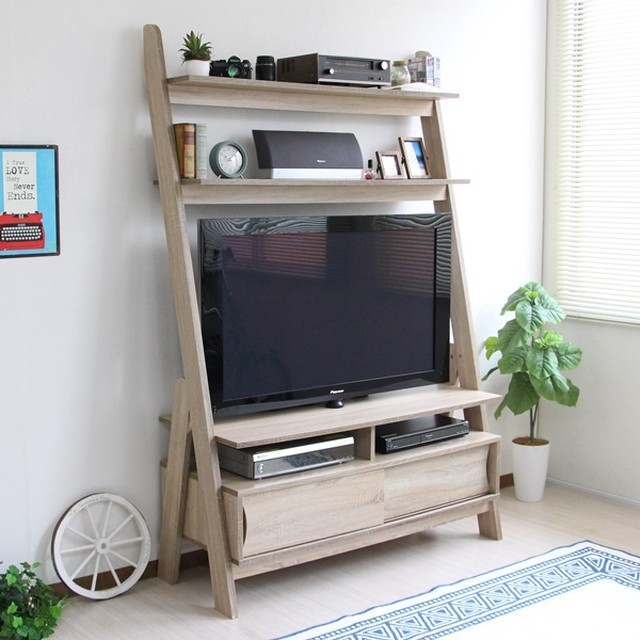 テレビ台 ハイタイプ 北欧デザイン 壁面 50インチ対応 125cm幅 オーク 家具インテリア モカブレンド