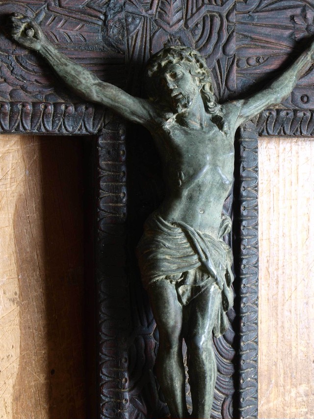 イエス磔刑像聖人 高50cmキリスト十字架ブロンズ 1900年彫刻 イコン木彫刻宗教 残欠 カトリック 聖遺物アンティーク H2 Glicinia 古道具店 アンティーク ヴィンテージ