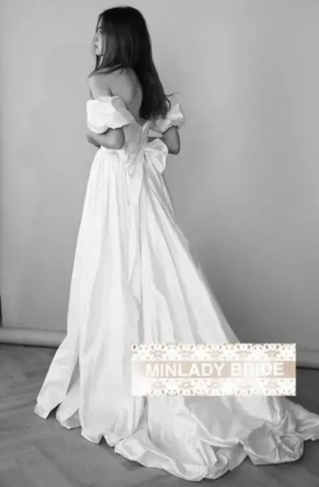 タフタ素材 オフショルダー ウェディングドレス Ma452 Minlady Bride