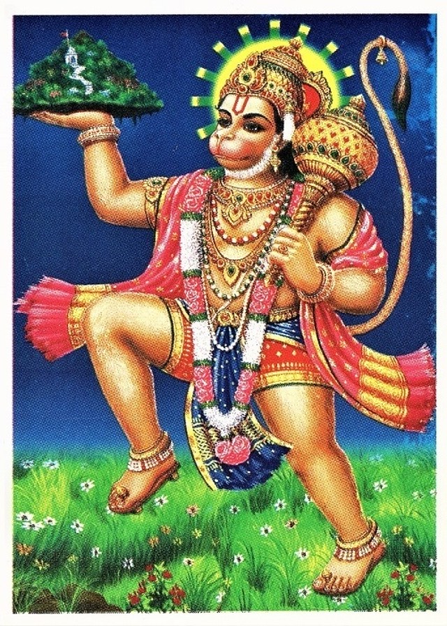 インドの神様 ハヌマーン神のお守りカード 001 ラミネート加工済 India God Hanuman Small Card Charm インド風水アイテムのｐｒａｎａ