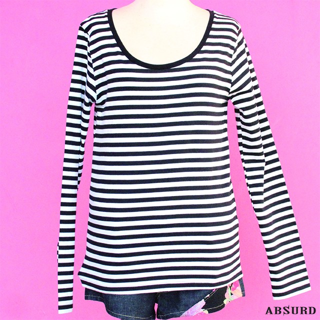 数量限定 Absurd ボートネックロングｔシャツ メンズ レディース サイズxs ボーダー モルタル ロンt 白黒 Black White アブサード Aimilate Absurd