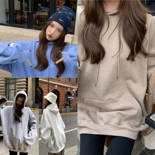 ビッグ パーカー レディース 冬物 韓国 ファッション レディース 無地 パーカー レディース 冬トップス ロゴ ワンポイント ビッグシルエット パーカー レディース 韓国 ストリート ファッション シンプル ビッグパーカー ブラウン ブルー 白 黒 グレー パーカー Vestito