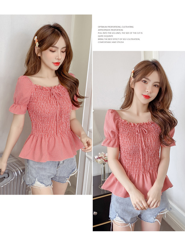 トップス レディース 夏 安い ランキング 半袖 おしゃれ 種類 赤 オフィス 大きいサイズ オシャレ オフィスカジュアル 韓国 かわいい 可愛い 海外 カジュアル きれいめ 着回し 着痩せ 切り替え 黄緑 首 シンプル ギンガムチェック トップス ブラウス レディース 25