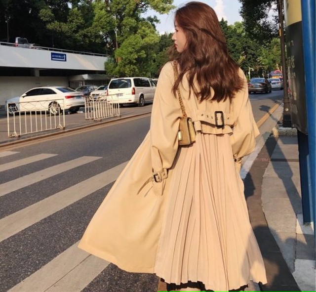 バックプリーツトレンチコート スプリングコート レディース アウター 春服 きれいめ 通勤 大きいサイズ 21春服 卒業式 ロング かわいい ネイビー Hr694 Raxia ラクシア