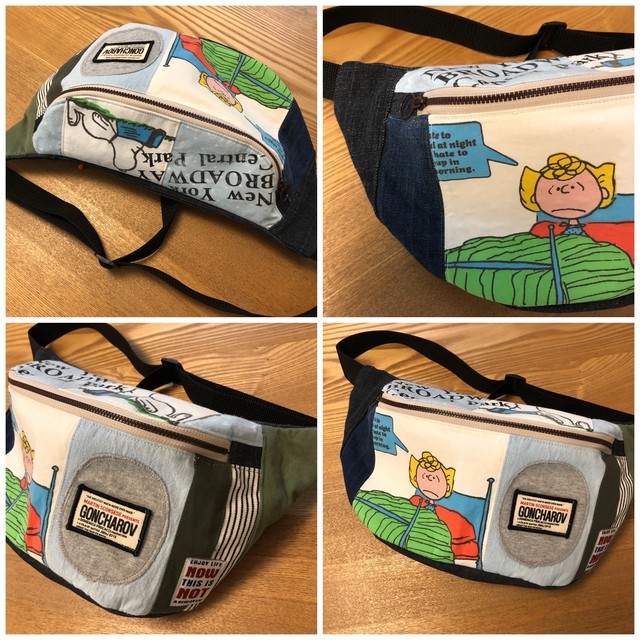 ハンドメイド デニムリメイク シーツリメイク ボディバッグ ウエストポーチ Karafuru