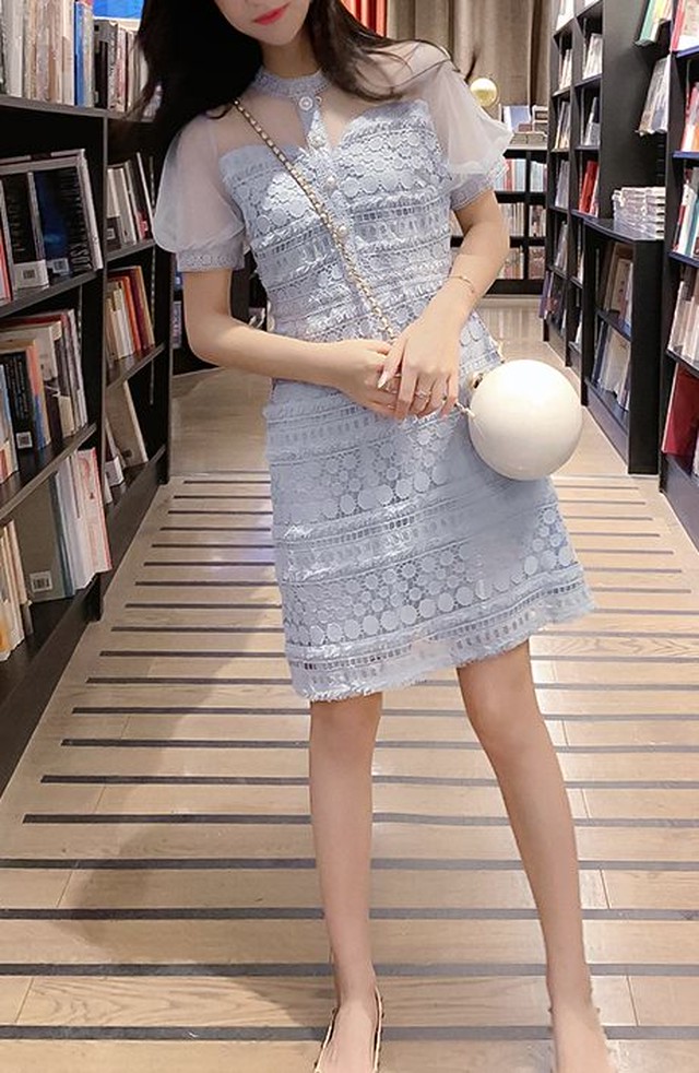 結婚式ドレス お呼ばれ ドレス ワンピース 30代 代 パーティードレス 結婚式 二次会 レースワンピース Aライン ワンピース 膝丈 清楚 ワンピース 春夏 Jm8121 Dress Plaatje