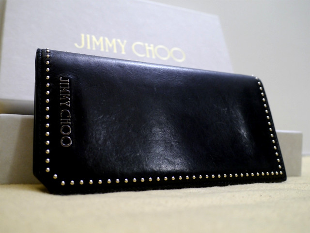 17aw Jimmy Choo ジミーチュウ Clifford メンズ スタッズデザイン レザー 長財布 黒 マイクロスタッズがさりげなく主張する希少ライン Dearlive Tokyo ディアライブ東京