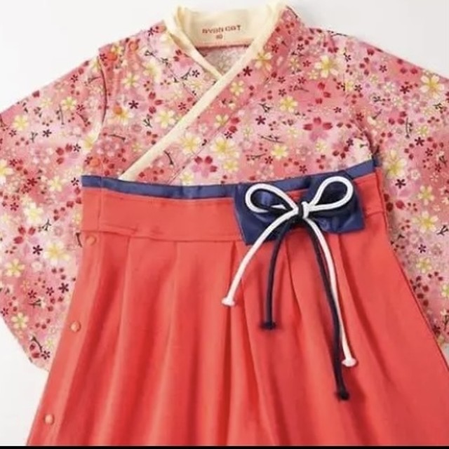 ベビー袴ロンパース桜ピンク 女の子 ひな祭り 着物 誕生日 初節句 70 80 Babydress こどもふく
