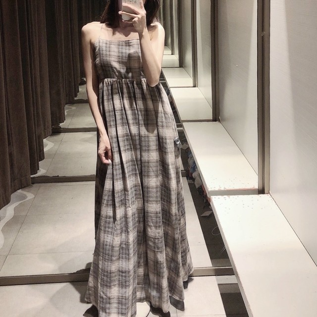 アジャスターストラップ秋カラーチェックワンピース すもものまち