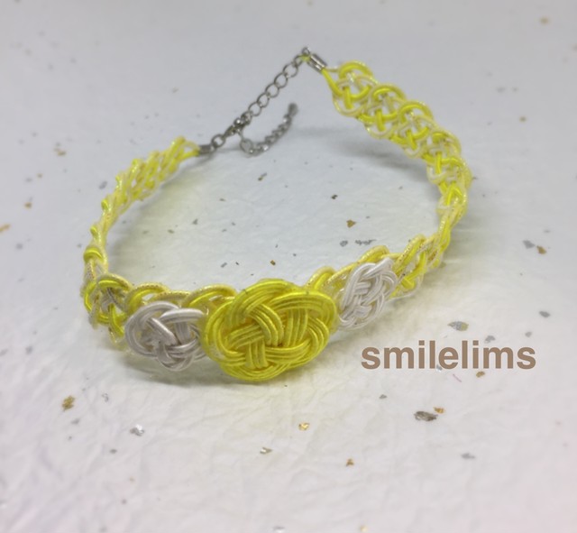 水引 ペットのネックレス 黄色 白 Smilelims Mother 水引アクセサリー