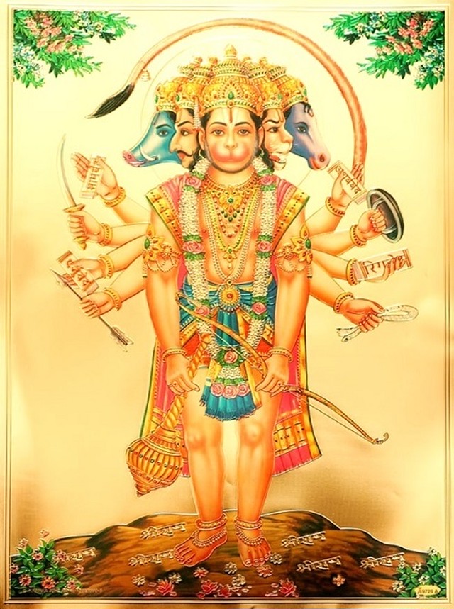インドの神様 ハヌマーン神のゴールド調お守りカード 017 India God Hanuman Small Card Charm インド風水アイテムのｐｒａｎａ