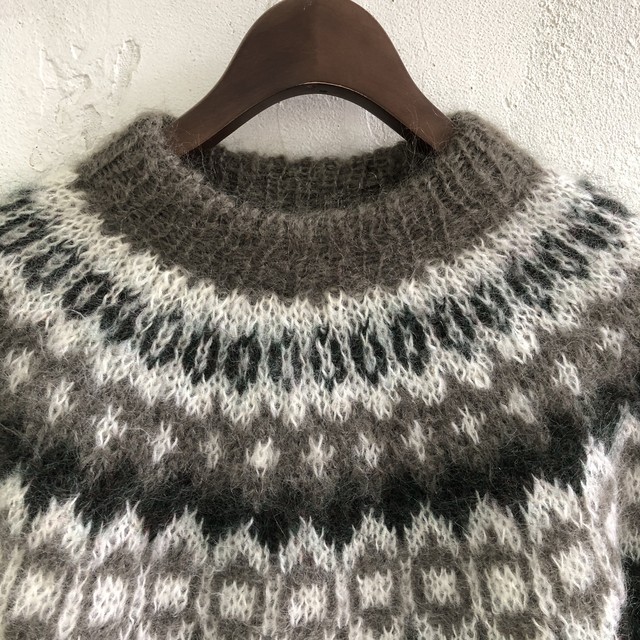 キラキラモヘア 英国製 ノルディックニット モヘア 緑 高円寺古着 Slat Albatross Vintage